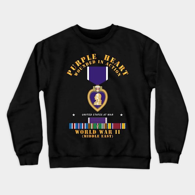 Purple Heart - WIA w WWII SVC w Purple Heart - Middle East Crewneck Sweatshirt by twix123844